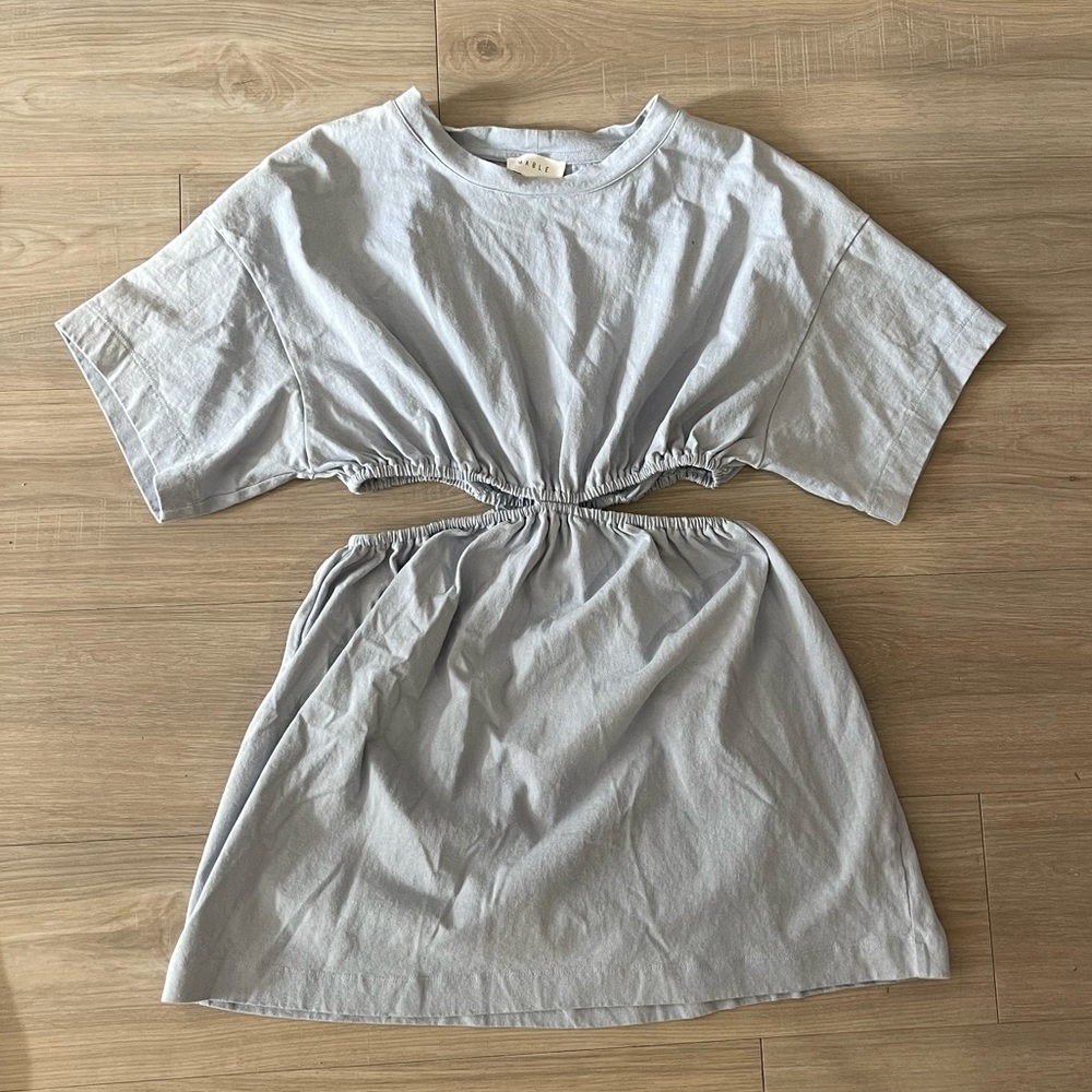 Light blue t shirt dress with side cut outs - size M